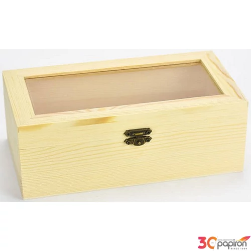 Fa doboz üveges 22x12x8cm