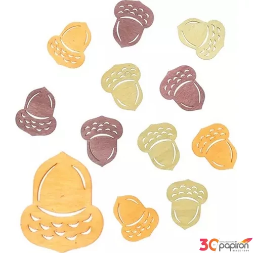 Fa díszítőelemek 4 cm, 12 db makk