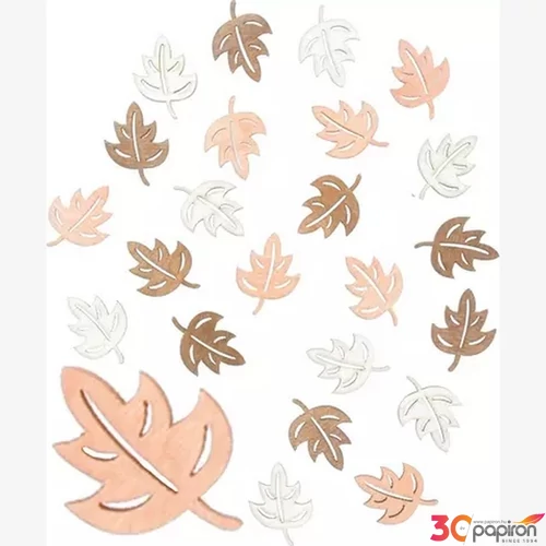Fa díszítőelemek levél 2,5 cm 24 db
