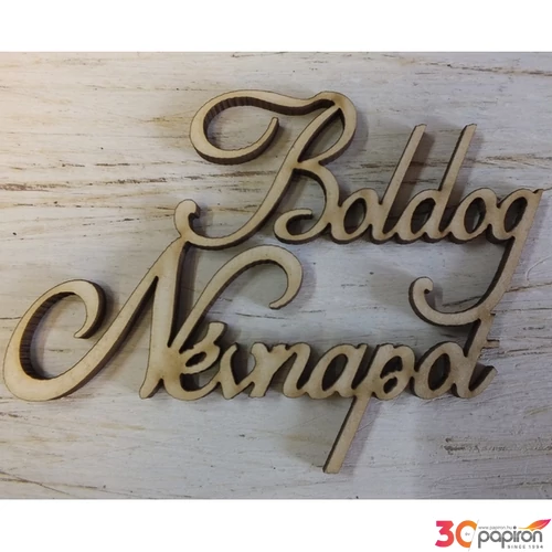 Fa felirat Boldog névnapot 9cmx5.2cmx3mm 3db/cs