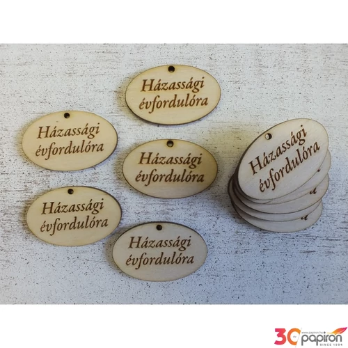 Fa felirat Házassági évfordulóra 4cmx2.5cmx3mm 10db/cs