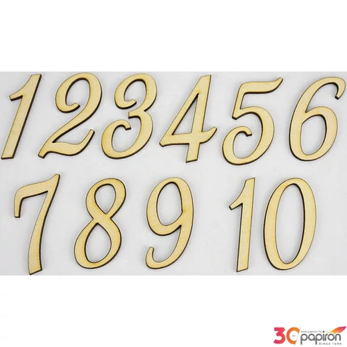 Fa felirat számok 1-10 írott számok 5cm 11db/cs