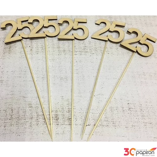 Fa felirat számok 25. évfordulós szám pálcikán 5cmx3mm 5db/cs