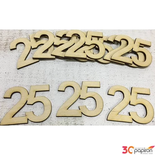 Fa felirat számok 25 évfordulós, szülinapi számok 5cmx3mm 10db/cs