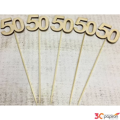 Fa felirat számok 50 évfordulós szám pálcikán 5cmx3mm 5db/cs