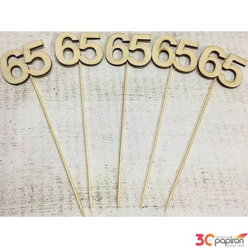 Fa felirat számok 65.évfordulós szám pálcikán 5cmx3mm 5db/cs