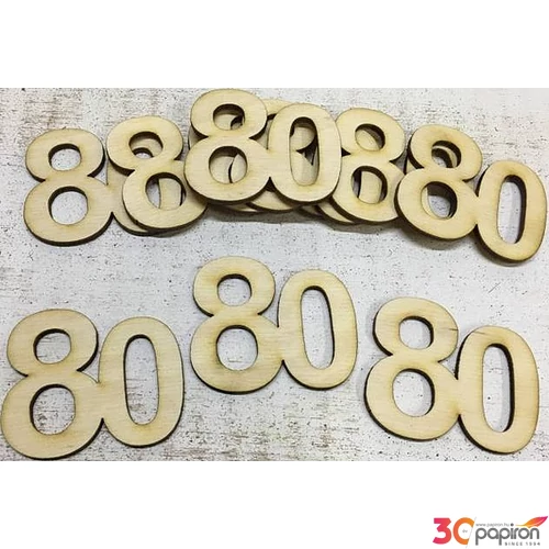Fa felirat számok 80 évfordulós, szülinapi számok 5cmx3mm 10db/cs