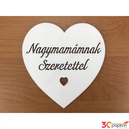 Fa felirat tábla 10cm fehér Nagymamámnak szeretettel szívben darabos