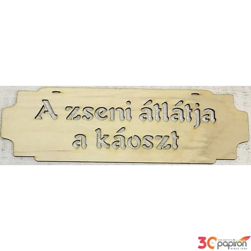 Fa felirat tábla A zseni átlátja a káoszt 26,8x8,2cm