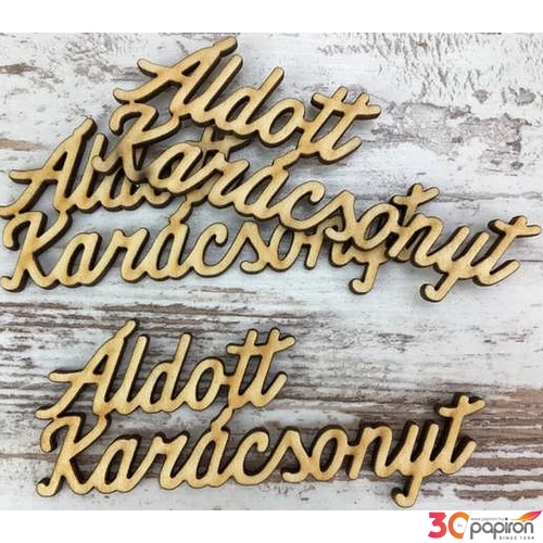 Fa felirat tábla Áldott Karácsonyt 10cm 3db/cs