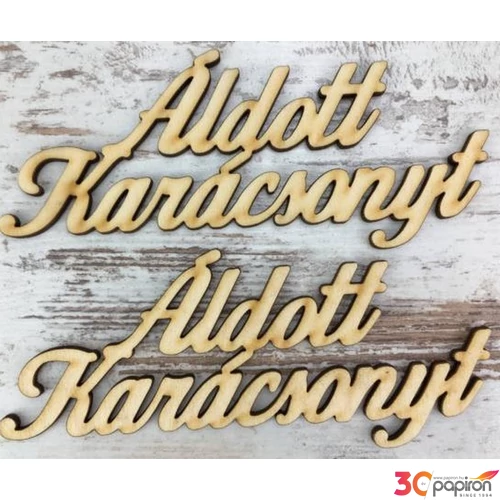 Fa felirat tábla Áldott Karácsonyt 14cm 2db/cs