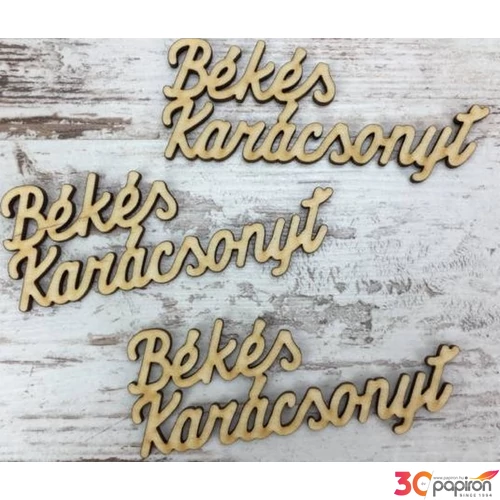 Fa felirat tábla Békés Karácsonyt 10cm 3db/cs