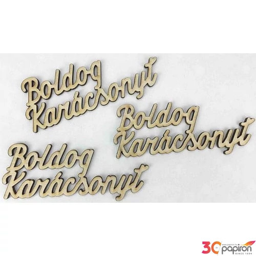 Fa felirat tábla Boldog karácsonyt 10cm 3db/cs