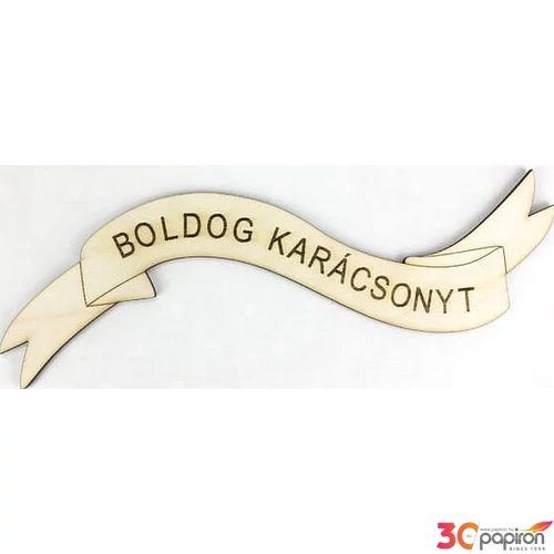 Fa felirat tábla Boldog Karácsonyt szalag 23cm