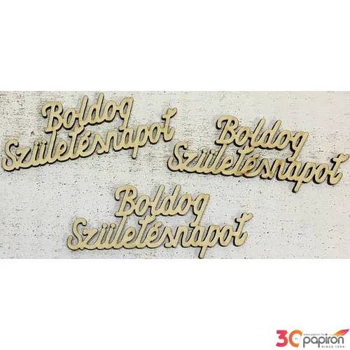 Fa felirat tábla Boldog születésnapot 9, 5cmx4cmx3mm 3db/cs