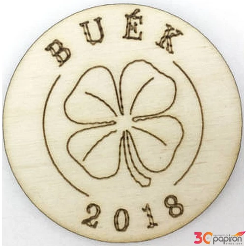 Fa felirat tábla BUÉK lóherés kerek 4, 5cm 