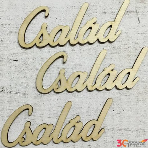 Fa felirat tábla Család 13, 5cmx5.5cmx3mm 3db/cs