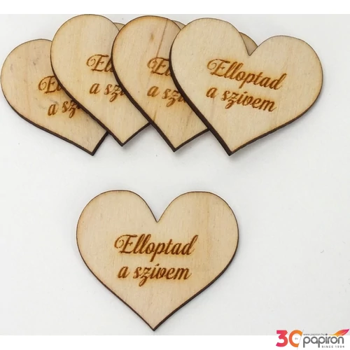 Fa felirat tábla Elloptad a szívem 4cmx4.5cmx3mm 10db/cs