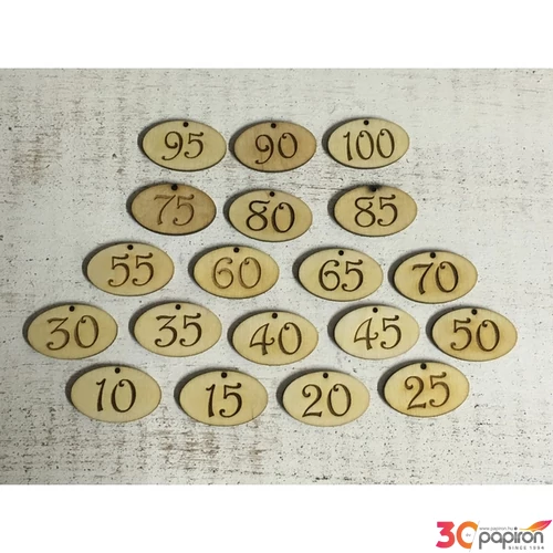 Fa felirat tábla évfordulós ovál vegyes 4cmx2.5cmx3mm 5db/cs