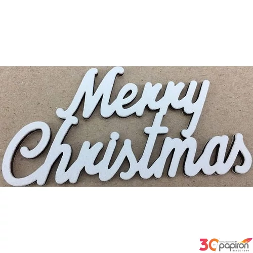 Fa felirat tábla fehér Merry Christmas 9, 5cm