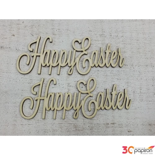 Fa felirat tábla Happy Easter 15cmx6cmx3mm 2db/cs