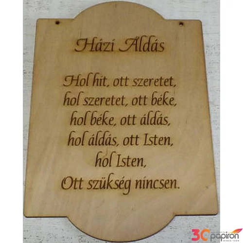 Fa felirat tábla Házi áldás - 14, 5x21, 5cm
