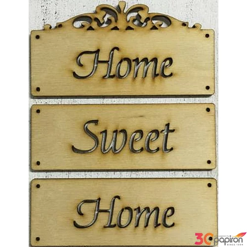 Fa felirat tábla Home Sweet Home 12x15cm