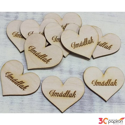 Fa felirat tábla Imádlak 4cmx4.5cmx3mm 10db/cs