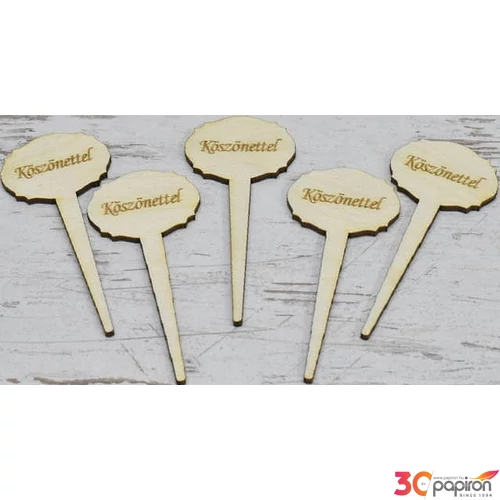 Fa felirat tábla Köszönettel 9cmx4cmx3mm 5db/cs