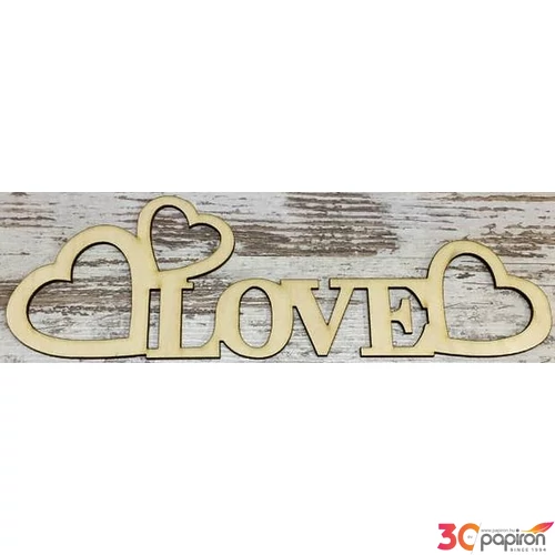 Fa felirat tábla Love szívekkel 30x9.5cm 