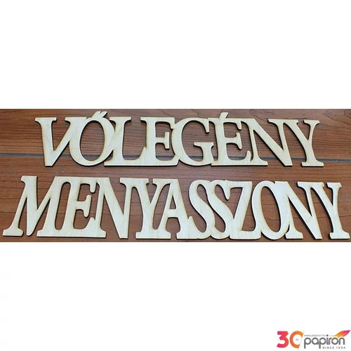 Fa felirat tábla Menyasszony - vőlegény 37cmx7cmx3mm
