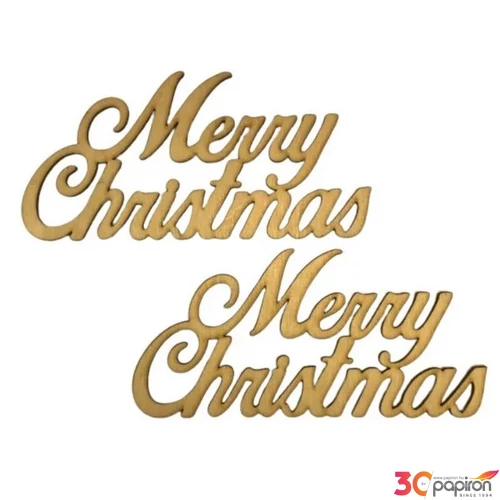 Fa felirat tábla Merry Christmas 15cmx8cmx3mm 2db/cs
