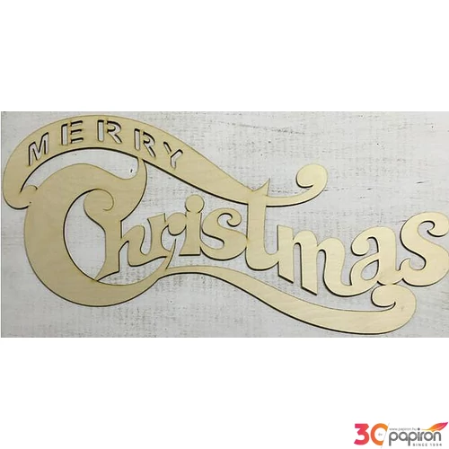 Fa felirat tábla Merry Christmas 32x72, 5cm íves