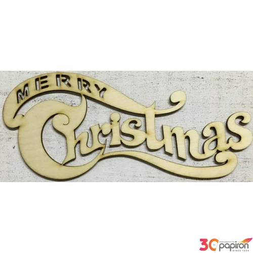 Fa felirat tábla Merry Christmas 8, 8x20cm íves