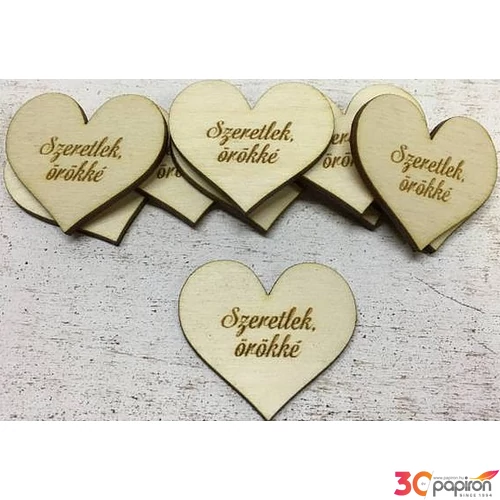 Fa felirat tábla Szeretlek, örökké 4cmx4.5cmx3mm 10db/cs
