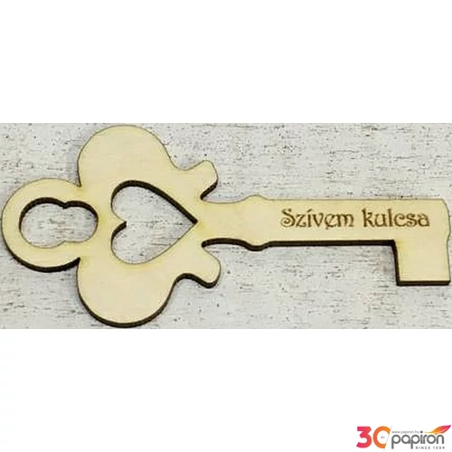 Fa felirat tábla Szívem kulcsa 10cmx3mm 