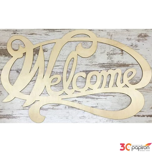 Fa felirat tábla Welcome ovál 74x47cm