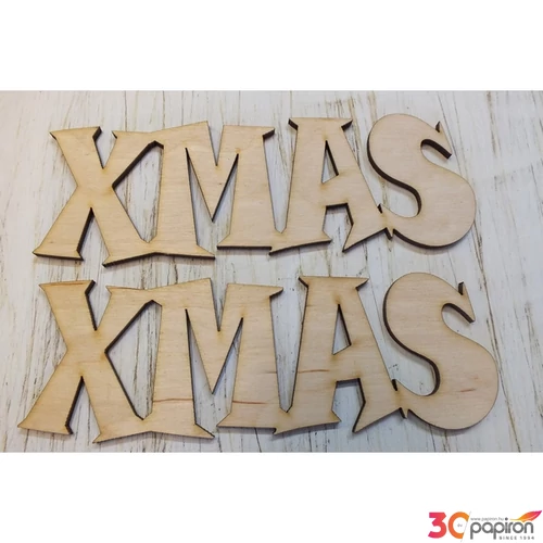 Fa felirat Xmas íves felirat 15cmx5cmx3mm 2db/cs