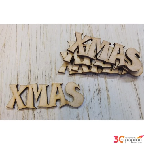 Fa felirat Xmas íves felirat 7, 5cmx2.5cmx3mm 5db/cs