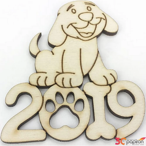 Fa figura - 2019- szám fellira natúr, kutyás 8x6, 5x0, 3cm-es CRL6223