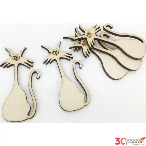 Fa figura Alfréd macska natúr, 8x4x0, 3cm-es (5db/csomag) CRL6216