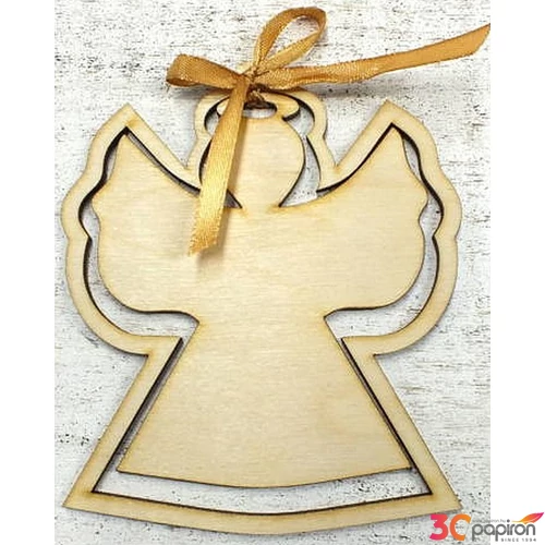 Fa figura angyal kerettel 12x10, 5cm 