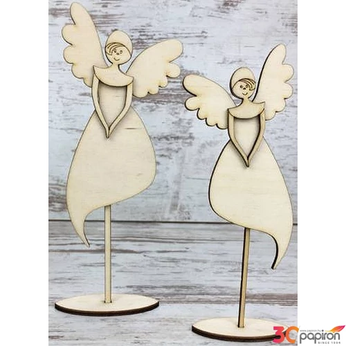 Fa figura angyal szett kreatív - lapra szerelt 19.5x7cm 2db/cs