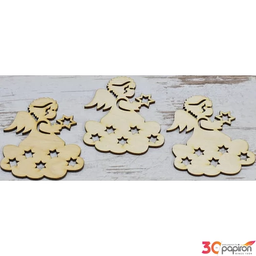 Fa figura angyalka angyalka csillaggal 10cmx7cmx3mm 3db/cs