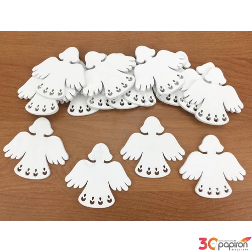 Fa figura Angyalka fehér festett, 5x4, 8x0, 3cm-es (15db/csomag) karácsonyi CRL4306