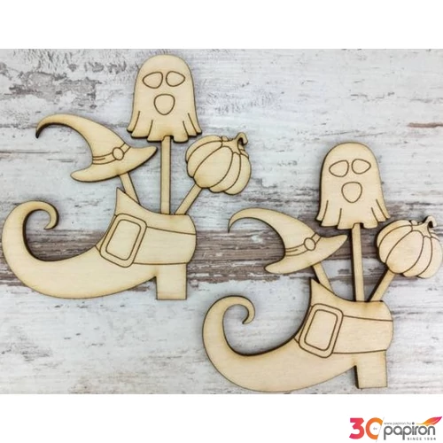 Fa figura boszorkány cipő Halloween 10cm 2db/cs