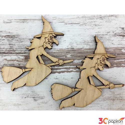 Fa figura boszorkány rajzos 7x7cm 2db/cs