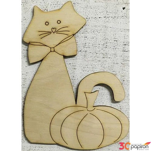 Fa figura cica tökkel 11, 8x15cm Halloween 