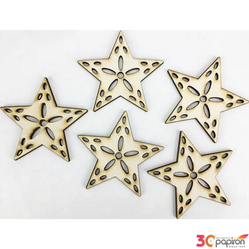 Fa figura csillag csipkés áttört 7cm 5db/cs