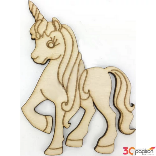 Fa figura Egyszarvú póni Fa natúr  8x11, 5cm 